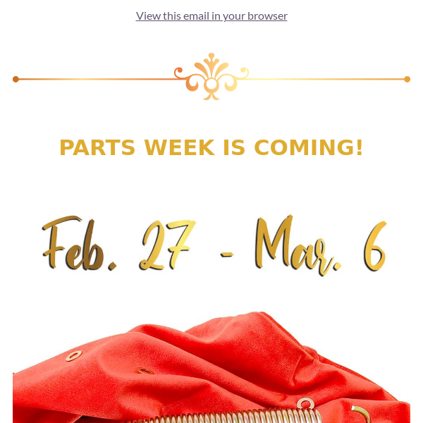 Parts Week Is Coming!!!