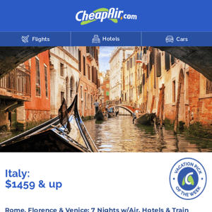 $1459+ // Italy: 7 Nights w/Hotels, Train & Flights