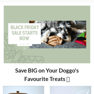 SURPRISE! Grrr...eat Deals on Doggie Treats Starts Now! 🦴
