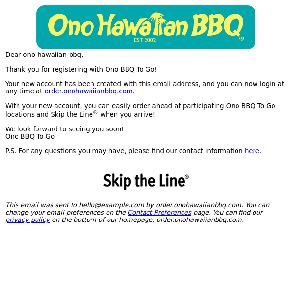 Welcome to Ono BBQ To Go Order Ahead!