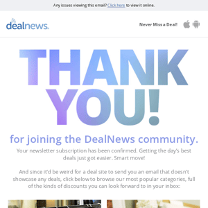 Thank You for Joining the DealNews Community!