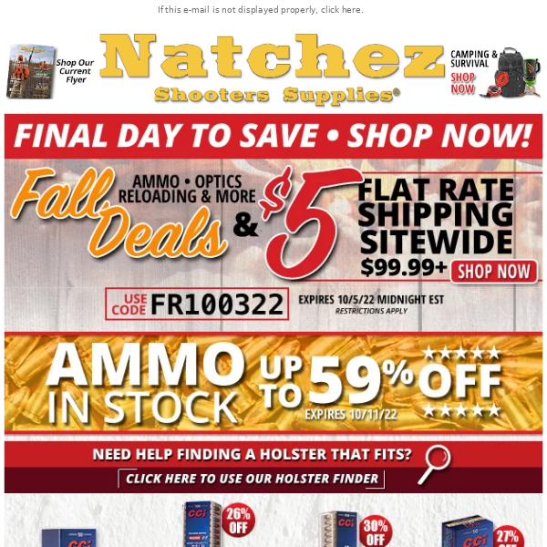 Ammo up to 59% Off & $5 Flat Rate Shipping $99.99+