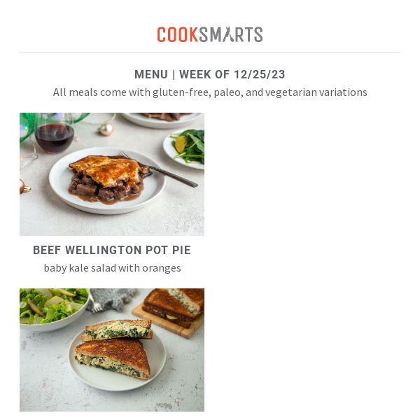 Beef Wellington Pot Pie | White Borscht | Spinach Artichoke Grilled Cheese