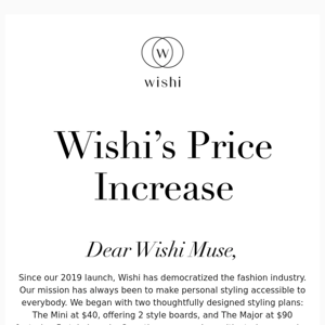 Wishi’s Prices Will Be Changing On Feb 1st.