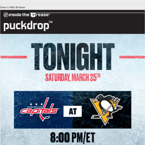 Catch the Capitals take on the Penguins tonight at 8pm ET on ABC and ESPN+!