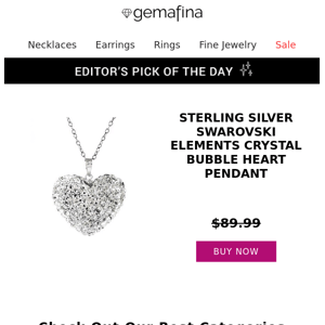 Editor's Pick: Sterling Silver Swarovski Elements Crystal Bubble Heart Pendant