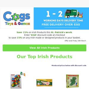 🇮🇪 Shop Irish this St Patrick's Day - Save 15% on Irish products. 💚