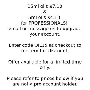 15ml Oils as low as $7.10!