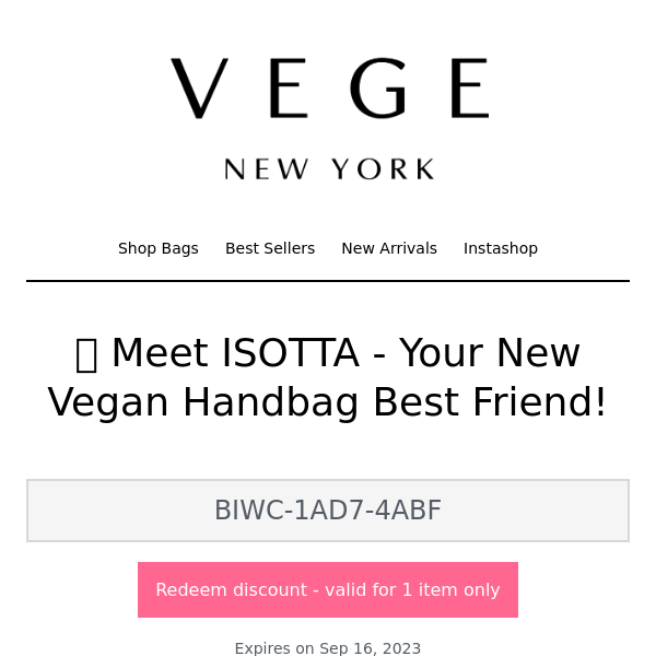 💚 Meet ISOTTA - Your New Vegan Handbag Best Friend!