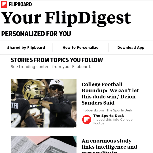 What's new on Flipboard: Stories from Sports, Science, U.S. Politics and more