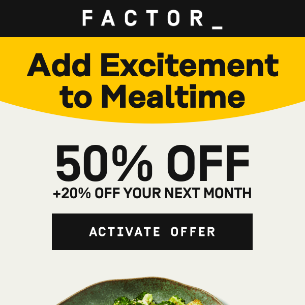 Get started with 50% OFF and 34+ meal options weekly