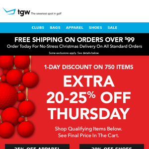 Thursday Only! Extra 20-25% Off 750 Items