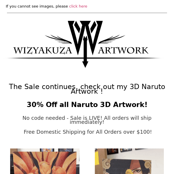 30% OFF MY NARUTO 3D ARTWORK!! SHIPPING TODAY!! || Wizyakuza.com