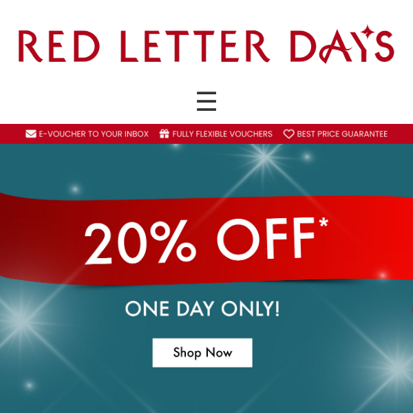 20% off | One day only offer!