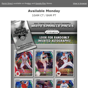 🎆Available Monday 2021 Panini Instant Prizm Collegiate Baseball White Sparkle Packs 🎆