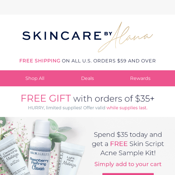 FREE Skin Script Acne Kit w/ Your Order Today!