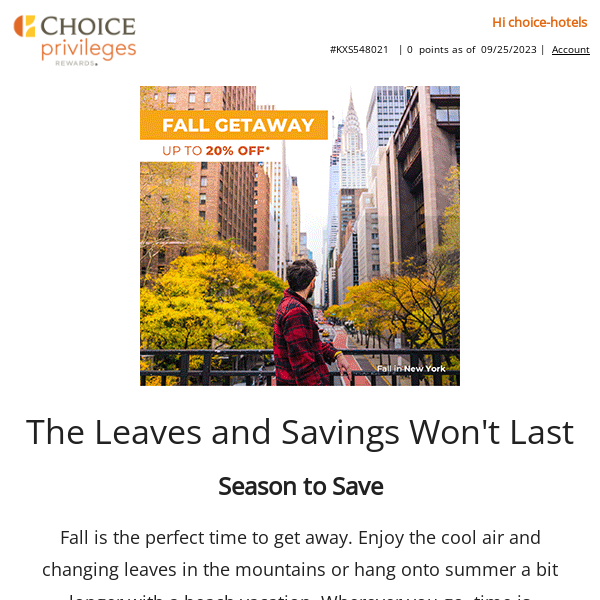 Getting Away This Fall? Save on Your Stay!