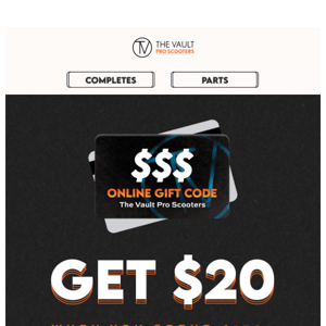 [Today only] Free $20 gift code with purchase!