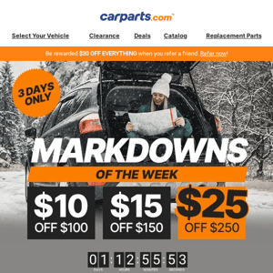 [Markdowns of the Week] Save Up to $25 on Your Next Parts 🔧