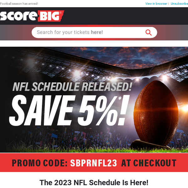 NFL Is Back! SAVE 5% OFF!