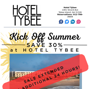 SALE EXTENDED: Save 30% NOW at Hotel Tybee.