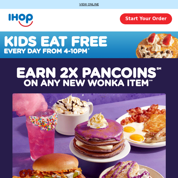 Willy WONKA Menu at IHOP for a Limited Time • The Burger Beast