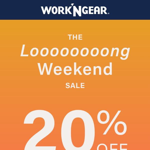 20% Off The Long Weekend Sale