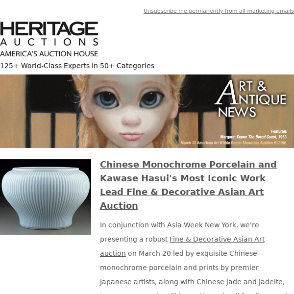 Heritage Auctions Art and Antique News - March