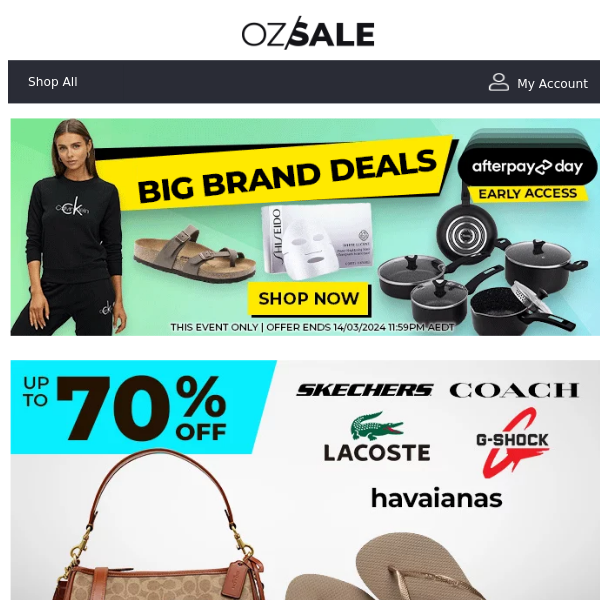 Footwear & Accessories Up To 70% Off | Free Shipping SALE - Afterpay Day Edit Continues