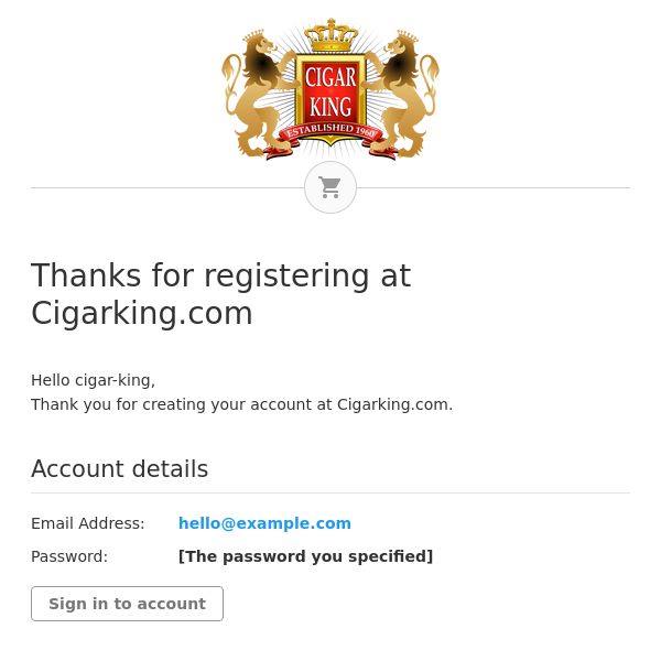 Thanks for registering at Cigarking.com