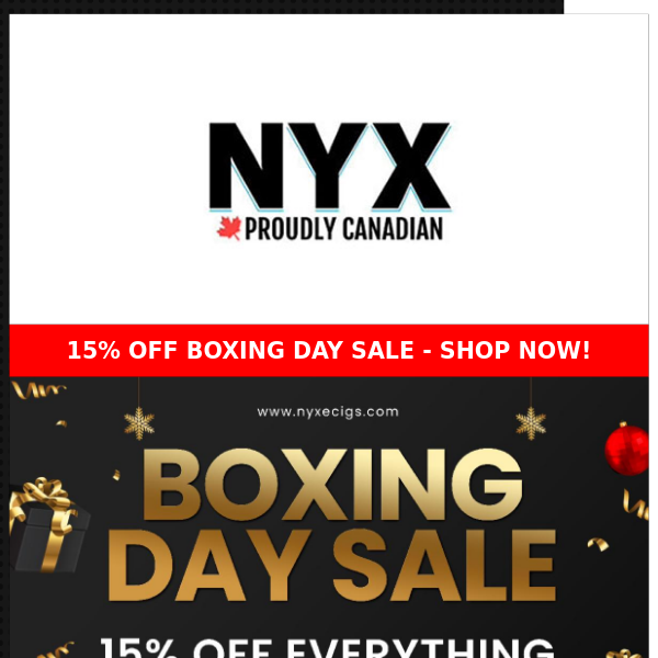 15% OFF BOXING DAY SALE