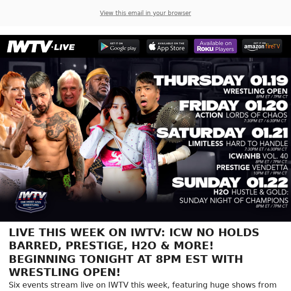HUGE WEEKEND ON IWTV BEGINS TONIGHT WITH WRESTLING OPEN!