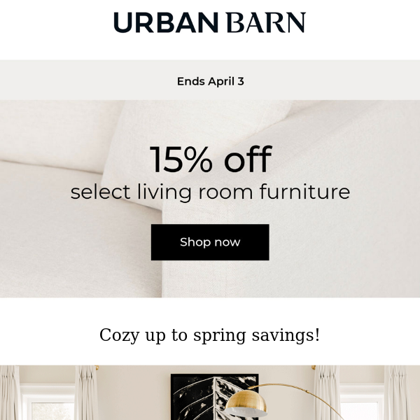 On now: 15% off select living room furniture