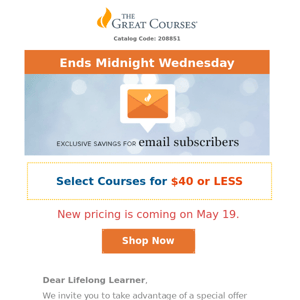 Courses for $40 or LESS - Ends Tomorrow!