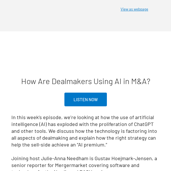🎧 How Are Dealmakers Using AI in M&A? 