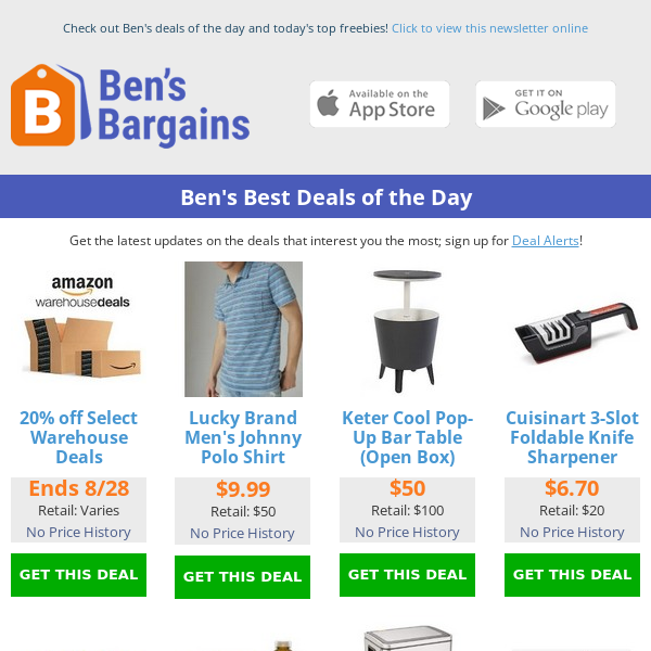 Ben's Best Deals: $28 Kwikset Kevo - $44 Arlo Camera - 20% off Amazon Warehouse - $50 Keter Bar Table (Open Box)