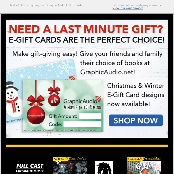 Still need to get a few gifts? Schedule a GraphicAudio Email Gift Card 📧