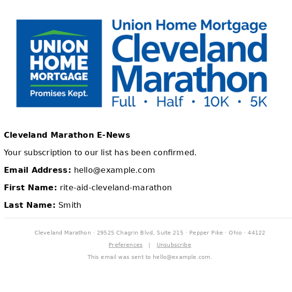 Welcome to Cleveland Marathon E-News
