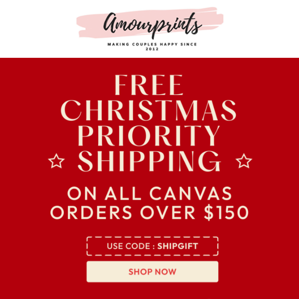 Free Shipping on Canvas Orders Over $150 🎄✨