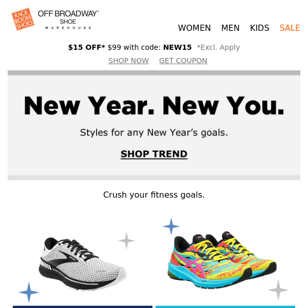 $15 OFF styles to help you with those resolutions