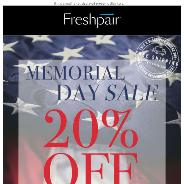 20% Off Memorial Day Sale