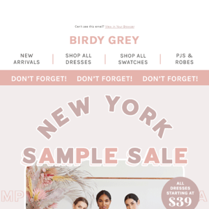 Sample sale starts TOMORROW!