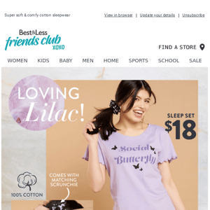 We 💜 Lilac sleepwear from $18!
