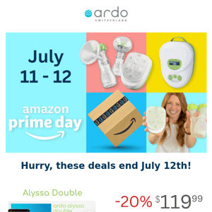 Amazon Prime Day is TODAY! 🎉 Save 20% on Ardo Breast Pumps!