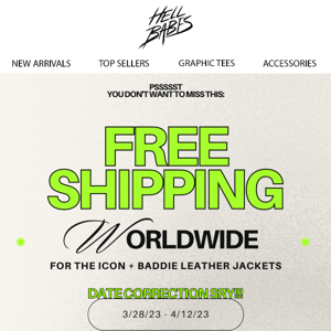 ***Date Correction Sry!!! - FREE $HIPPING ON LEATHER JACKETS >> WORLDWIDE