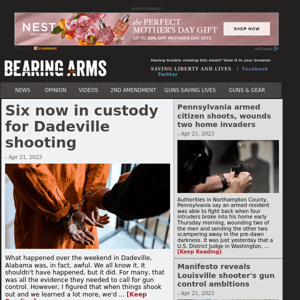 Bearing Arms - Apr 21 - Six now in custody for Dadeville shooting