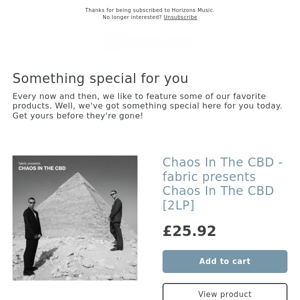 NEW! Chaos In The CBD - fabric presents Chaos In The CBD [2LP]