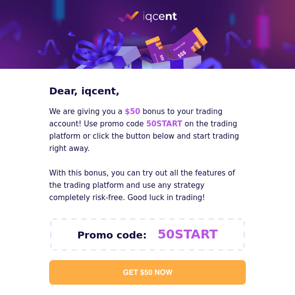 IQcent, your free $50 promo code inside 💰