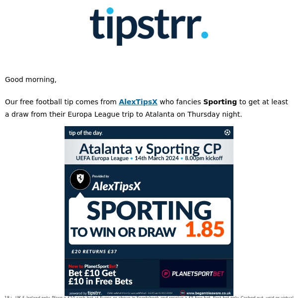 Free football tip from Thursday night's Europa League action