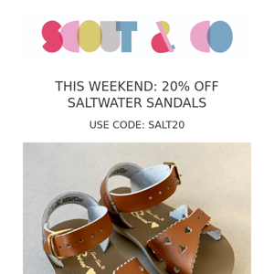 20% off Saltwater sandals this weekend